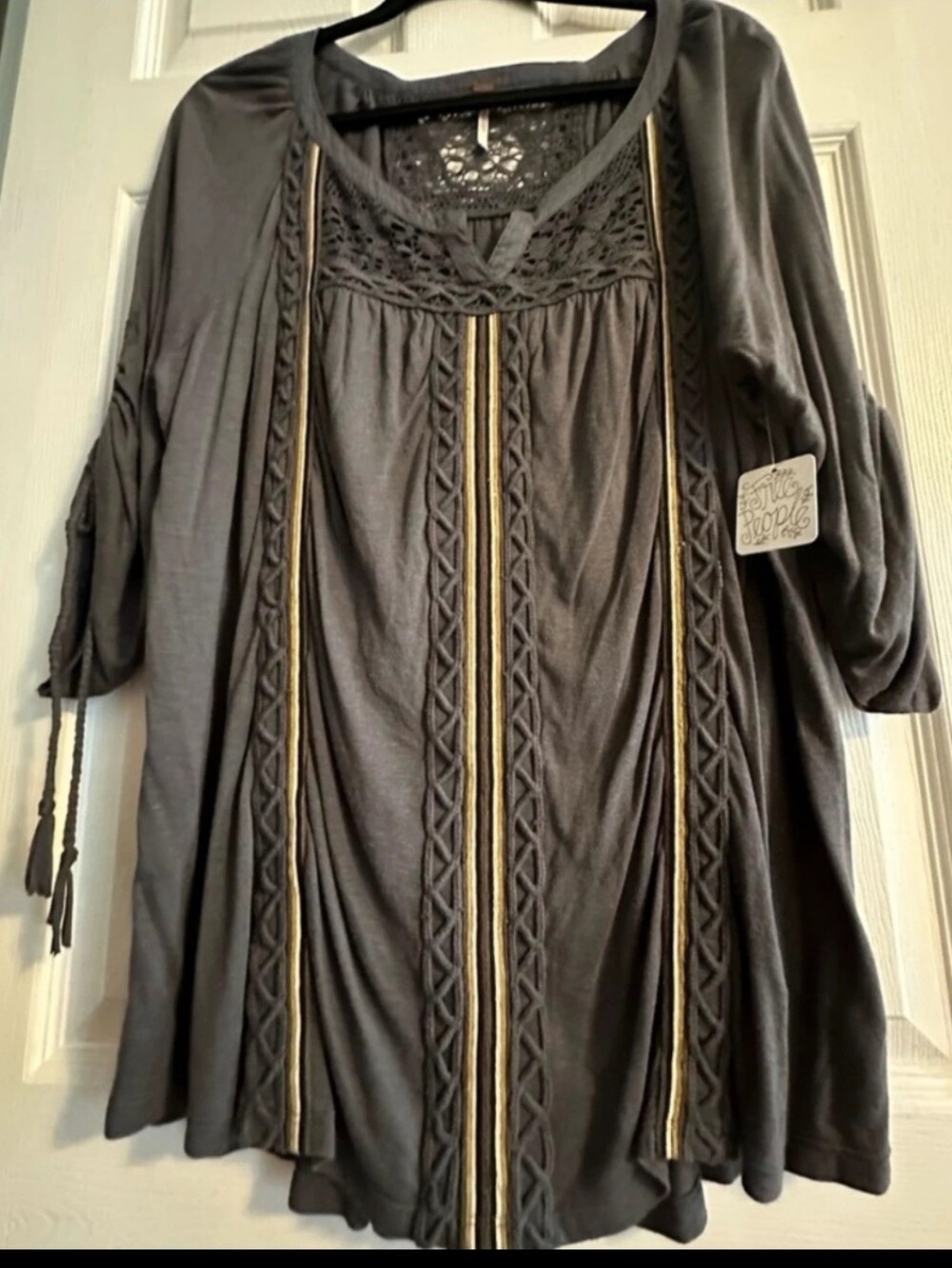 Free People Boho Crochet-Trim Women's Tunic Top - NWT